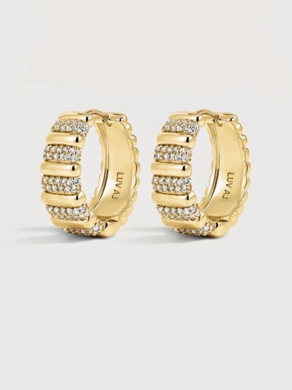 The Pave Marbella Ridged Hoop Gold |LUVAJ